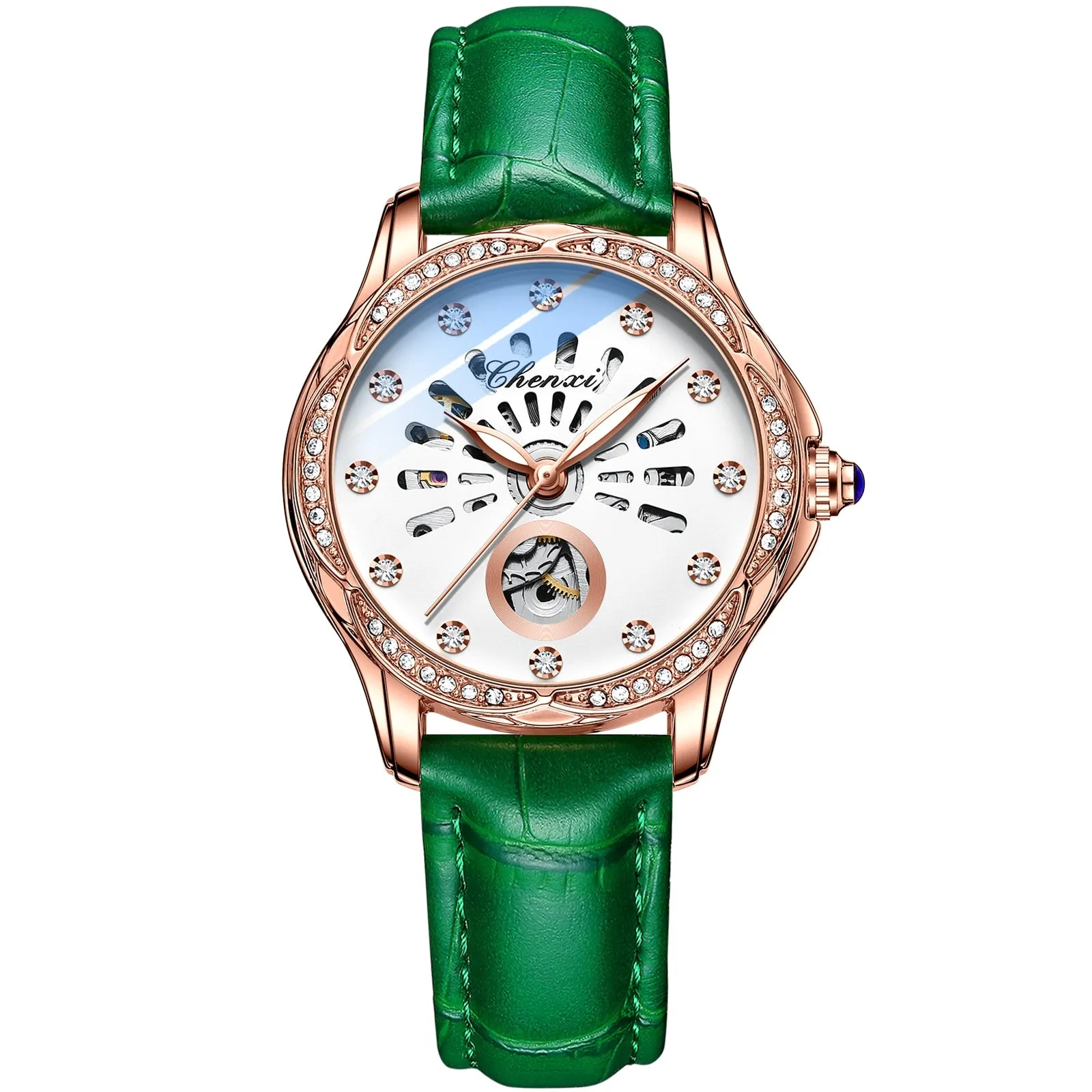 CHENXI New Rose Gold Watch Women Luxury Brand Automatic Mechanical Watches Full Steel Female Waterproof Clock Relogio Feminino