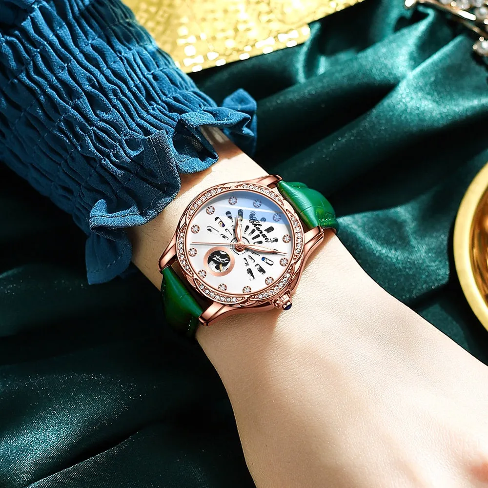 CHENXI New Rose Gold Watch Women Luxury Brand Automatic Mechanical Watches Full Steel Female Waterproof Clock Relogio Feminino