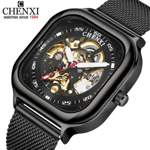 CHENXI Watch Top Luxury Brand Tourbillon Business Clock Automatic Mechanical Wristwatch Transparent Waterproof Mens Watches