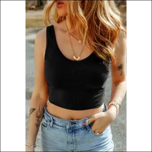 Chic Black Ribbed Knit Crop Tank: Hugs ! 😉 Needful Things