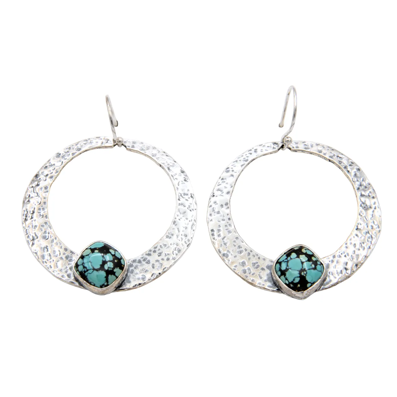 Chinese Turquoise Hoop Earrings
