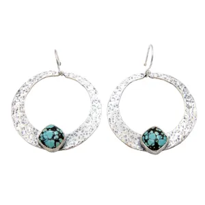 Chinese Turquoise Hoop Earrings