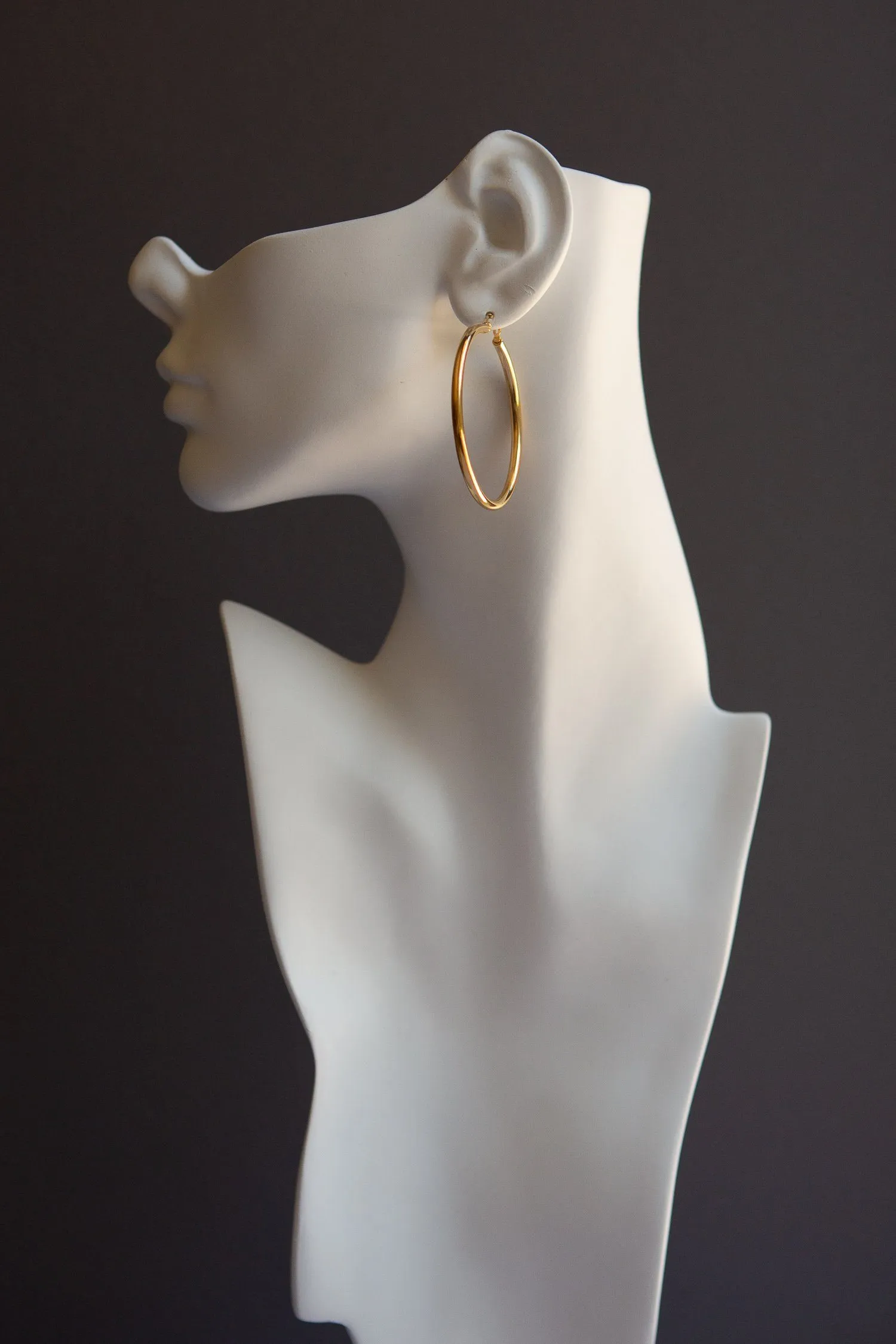 Classic Large Latch Back Gold Hoop Earrings