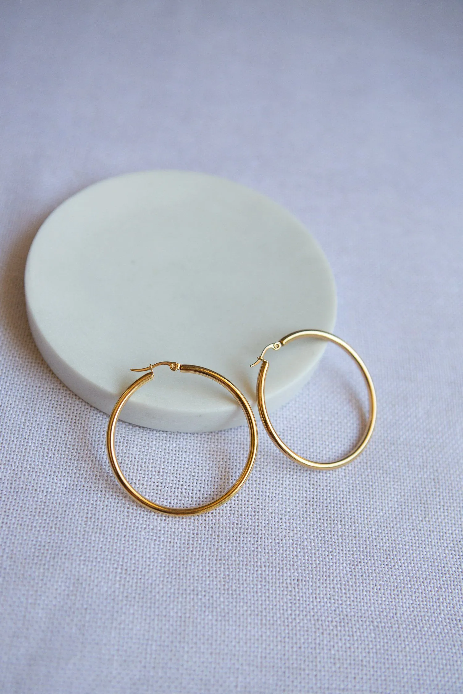 Classic Large Latch Back Gold Hoop Earrings