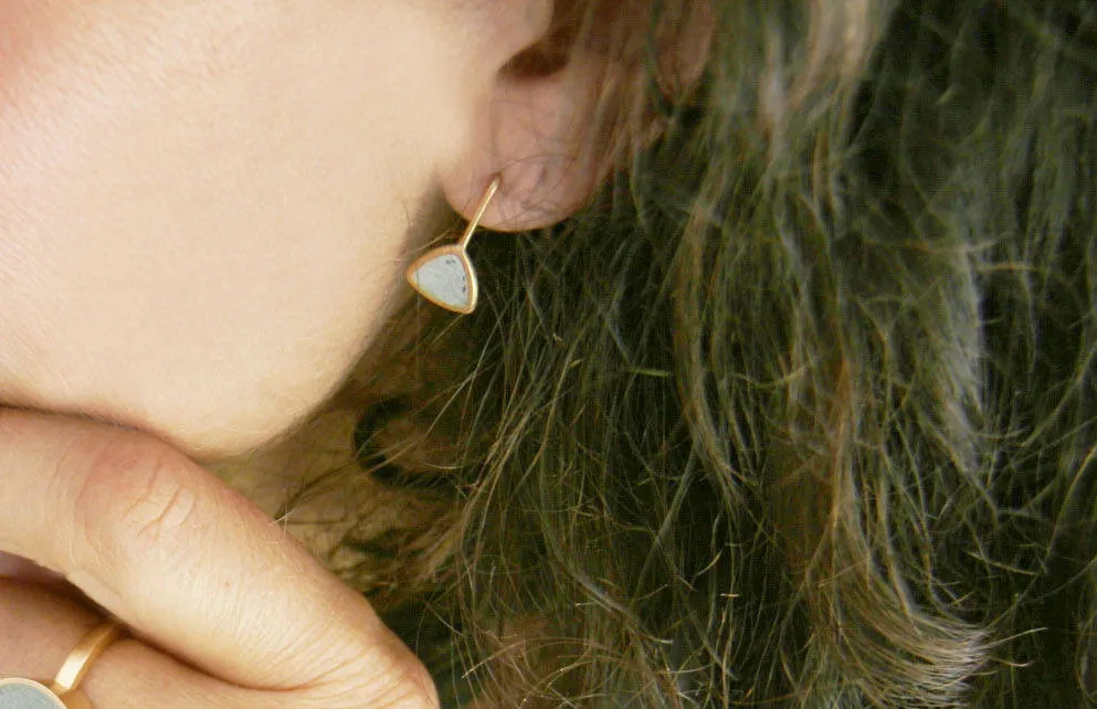 Classic triangular gold & concrete dangle Earrings