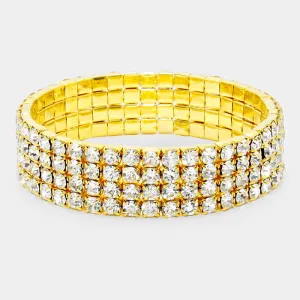 Clear 4 Row Bracelet on Gold | 127500