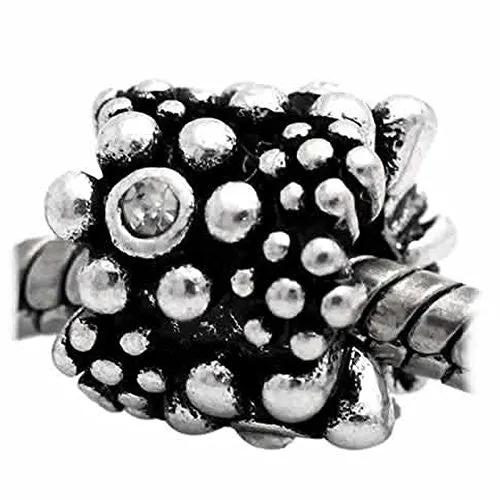 Clear  Rhinestone April Birthstone Charm European Bead Compatible for Most European Snake Chain Bracelet