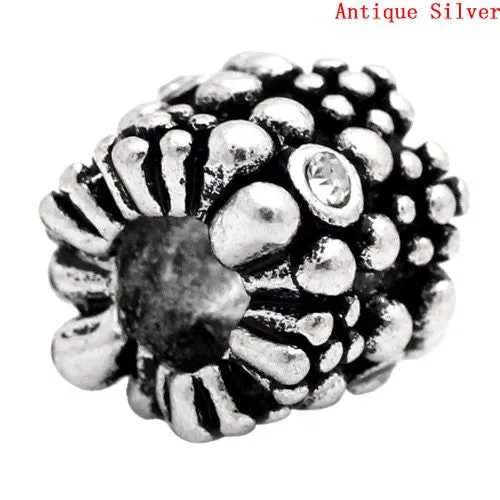Clear  Rhinestone April Birthstone Charm European Bead Compatible for Most European Snake Chain Bracelet