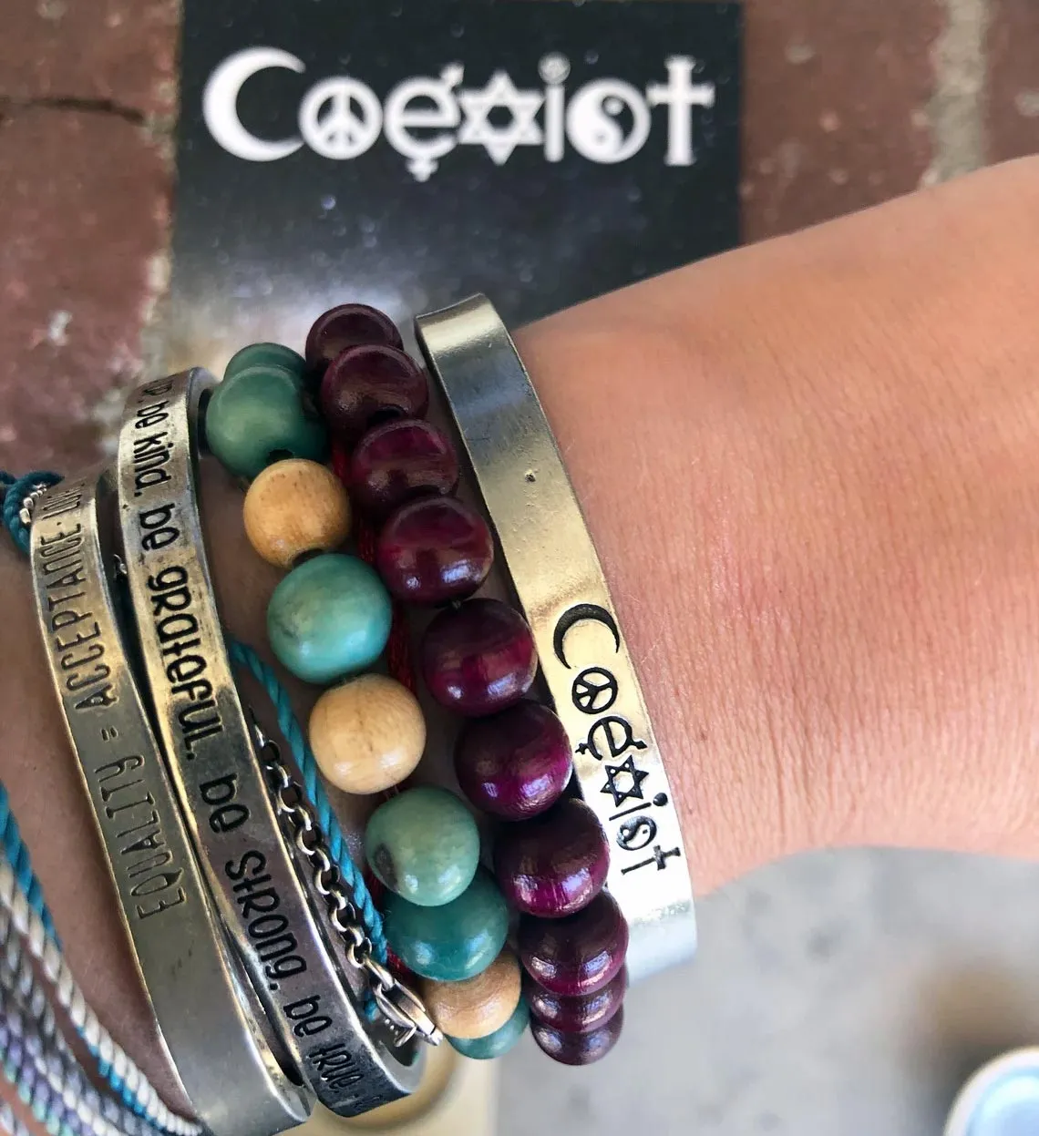 Coexist Quotable Cuff Bracelet