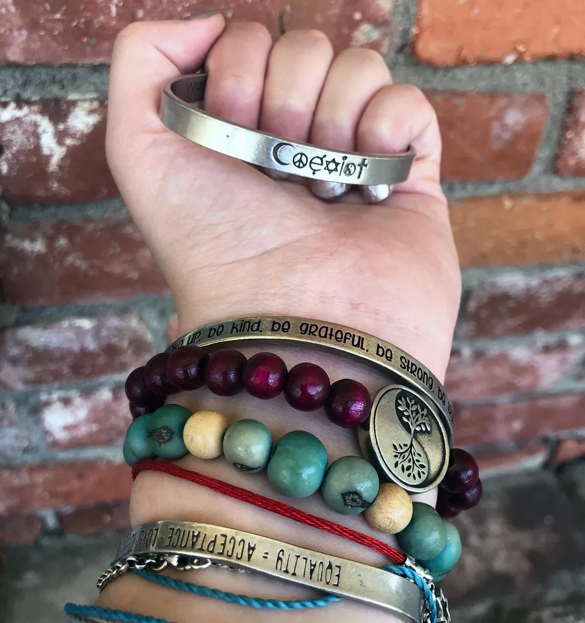 Coexist Quotable Cuff Bracelet