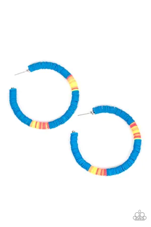 Colorfully Contagious - Blue Hoop Earring