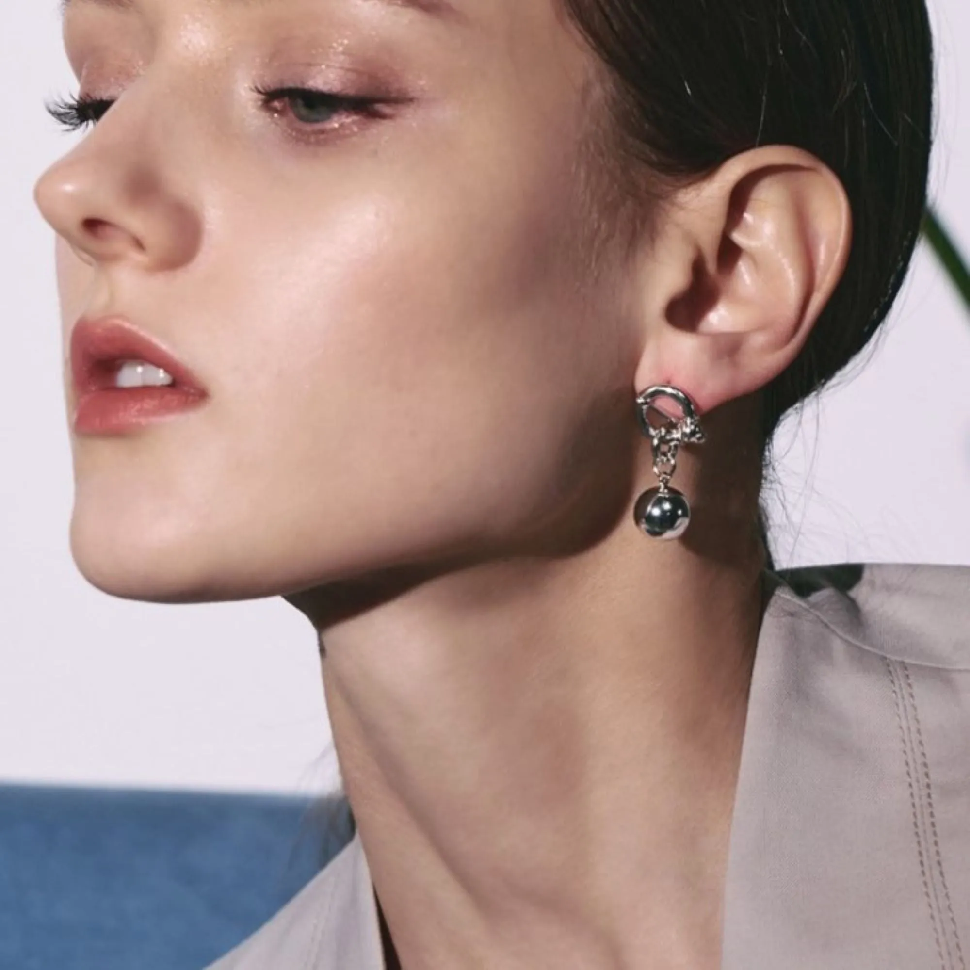 Como Silver Ball Drop Earrings