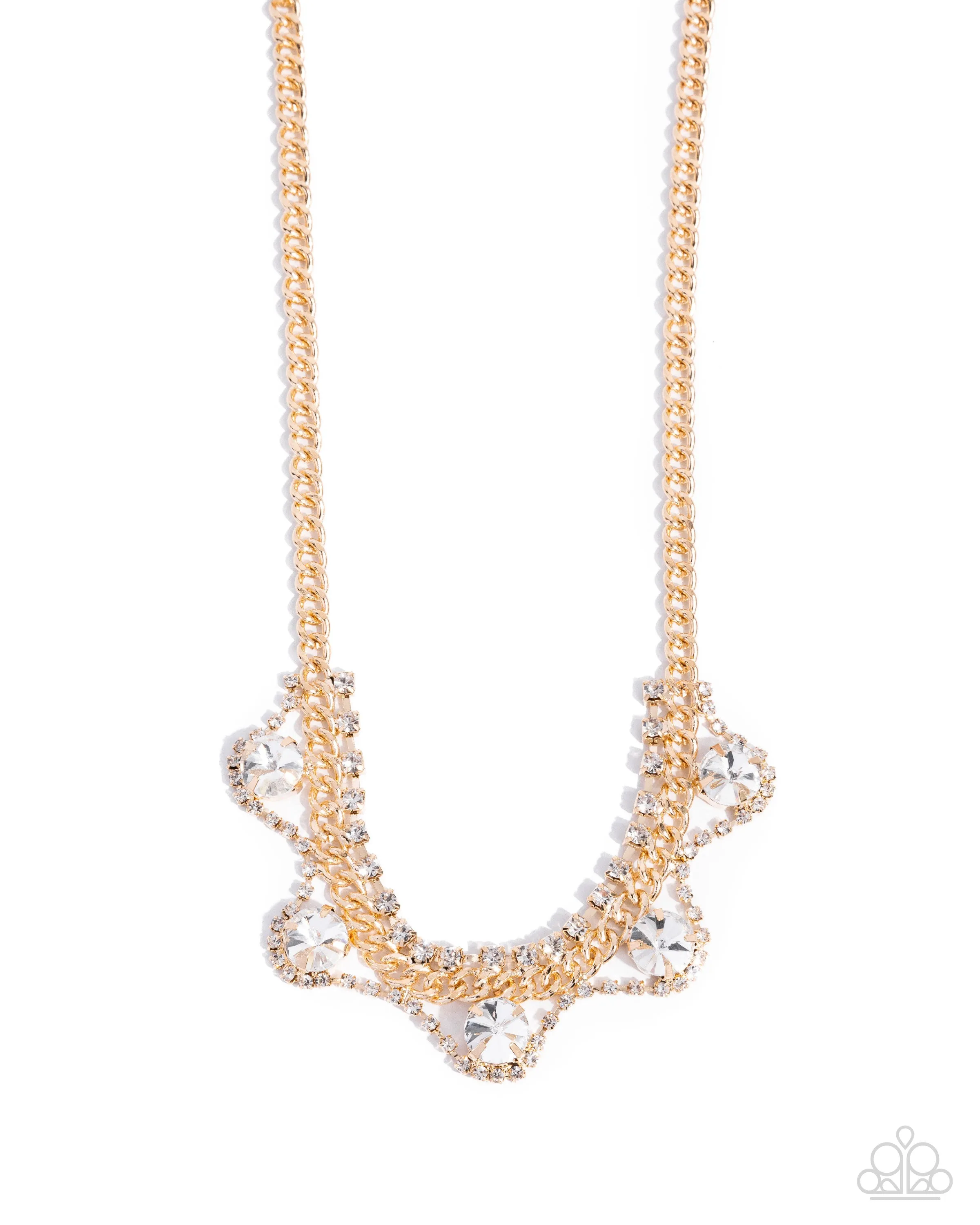 Complete Look - Never Enough Elegance Necklace & Ceaseless Chic Earrings - Gold Set