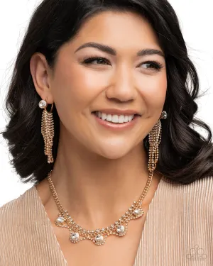 Complete Look - Never Enough Elegance Necklace & Ceaseless Chic Earrings - Gold Set