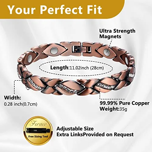 Copper Ankle Bracelet for Women 99.99% Pure Copper with Magnets