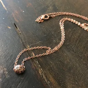 Copper Bali Bead Dainty Pendant -  Little Smile.