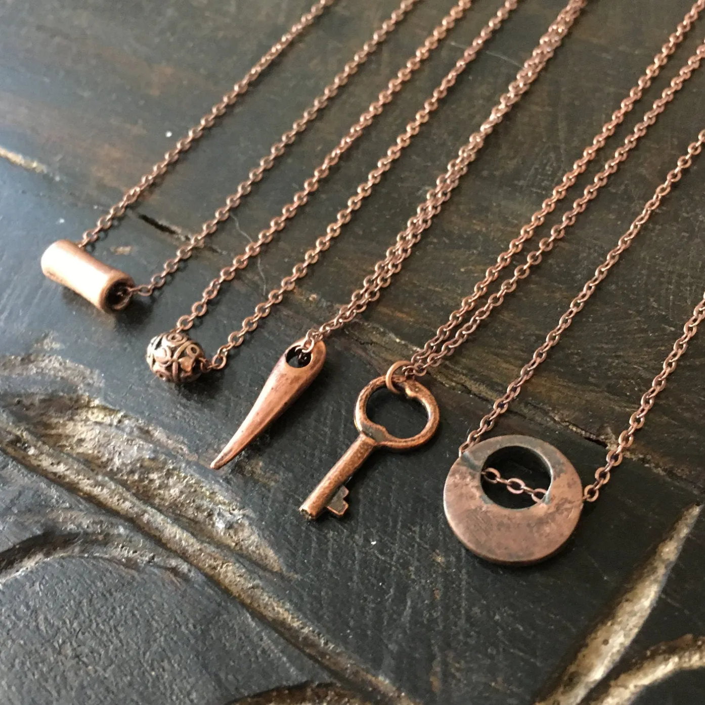 Copper Bali Bead Dainty Pendant -  Little Smile.
