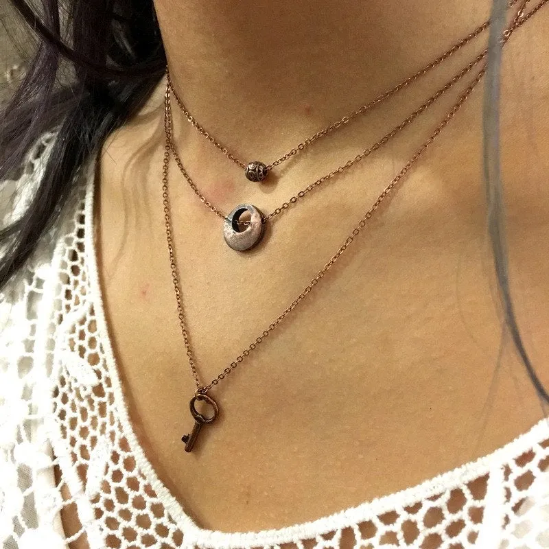Copper Bali Bead Dainty Pendant -  Little Smile.