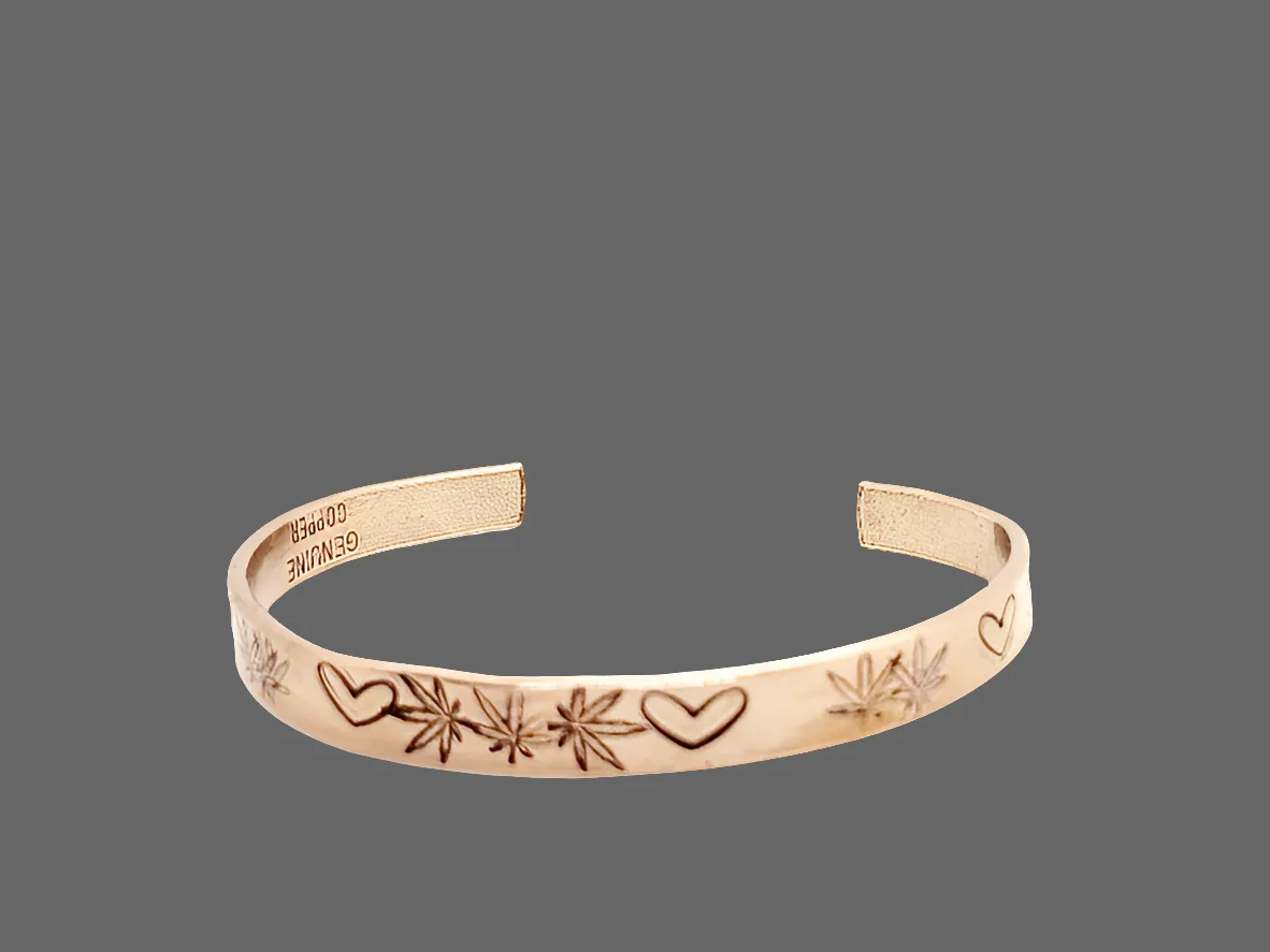 Copper  Handmade Boho Bracelet Cuff Smooth Surface C B D Stamped