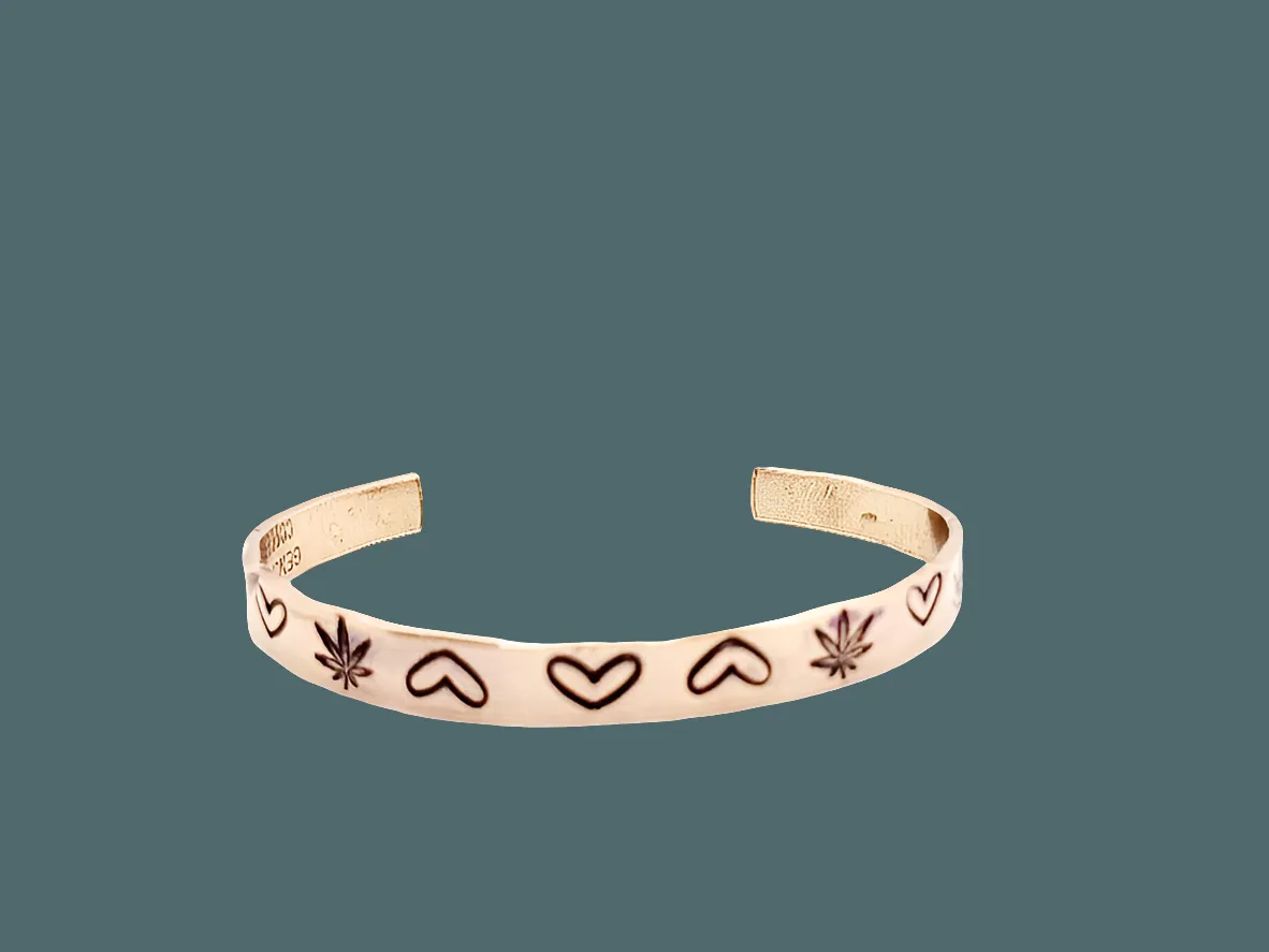 Copper  Handmade Boho Bracelet Cuff Smooth Surface C B D Stamped