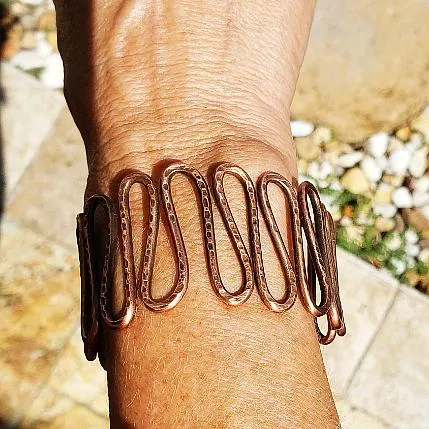 Copper  Handmade Boho Bracelet Cuff - Snake Style