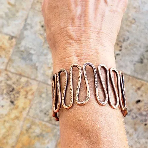 Copper  Handmade Boho Bracelet Cuff - Snake Style