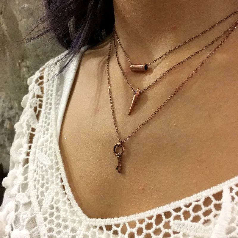 Copper Tube Minimalist Necklace - Mona.