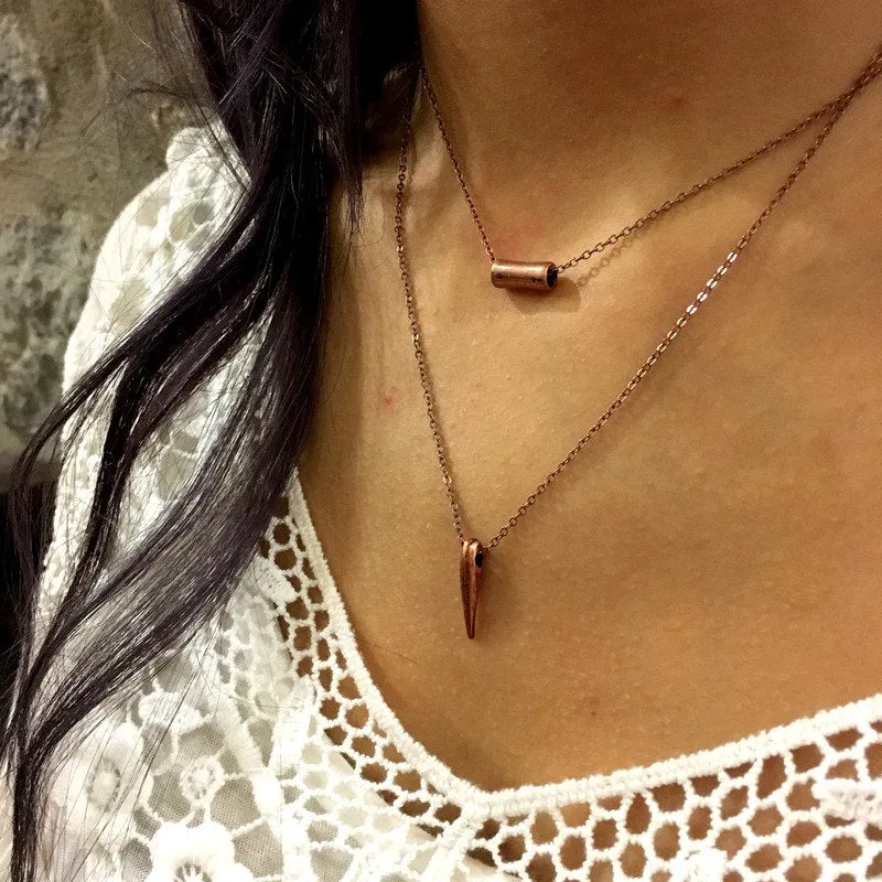 Copper Tube Minimalist Necklace - Mona.