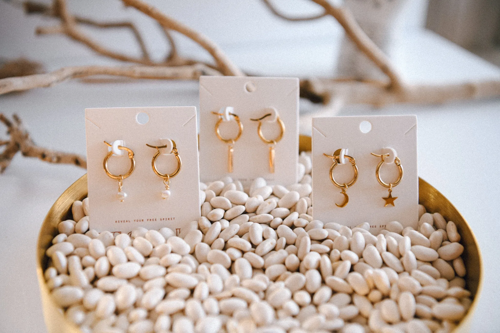 Cosmic Moon & Star Pendant Hoop Earrings - Stainless Steel