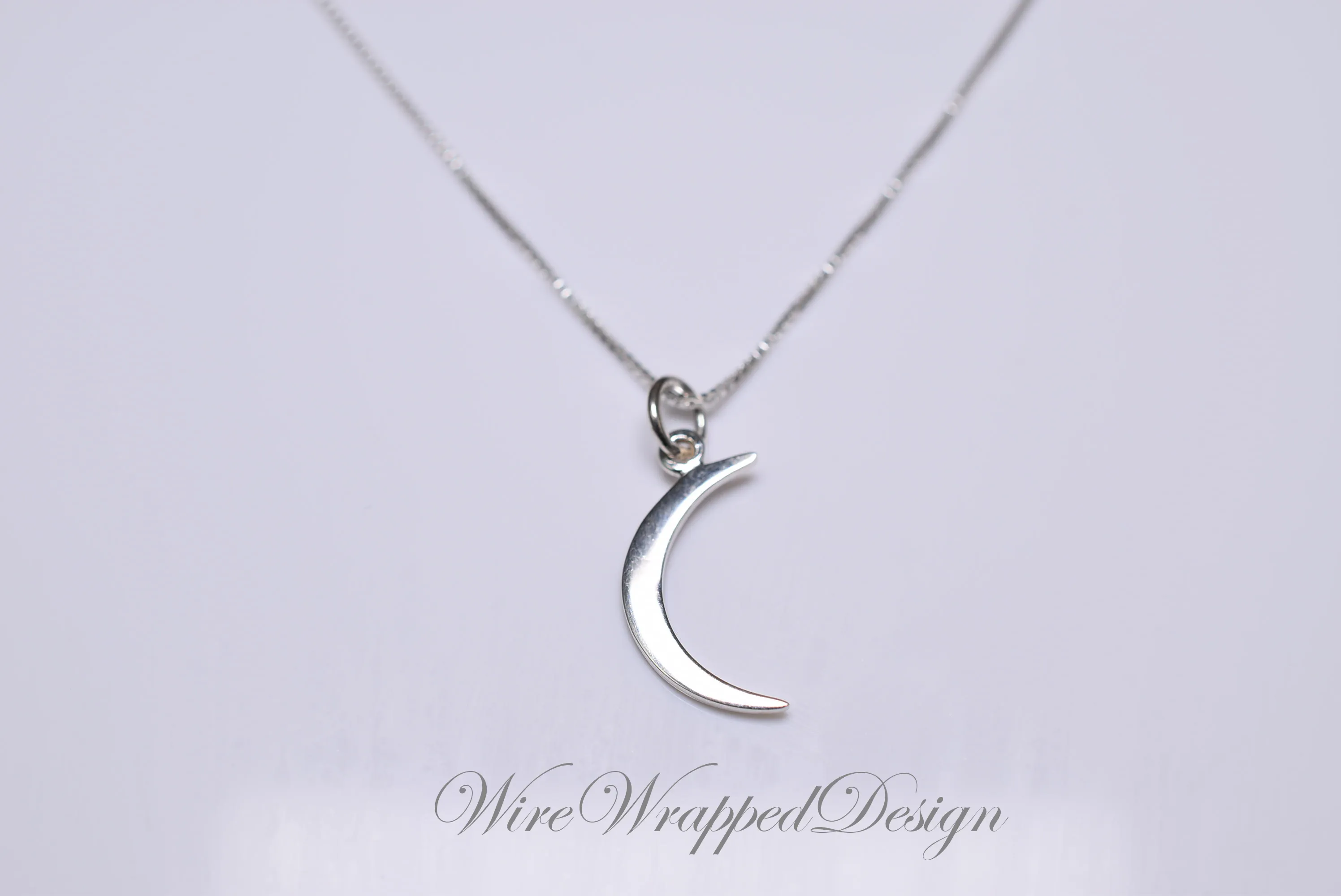 Crescent Moon Necklace - 925 Sterling Silver