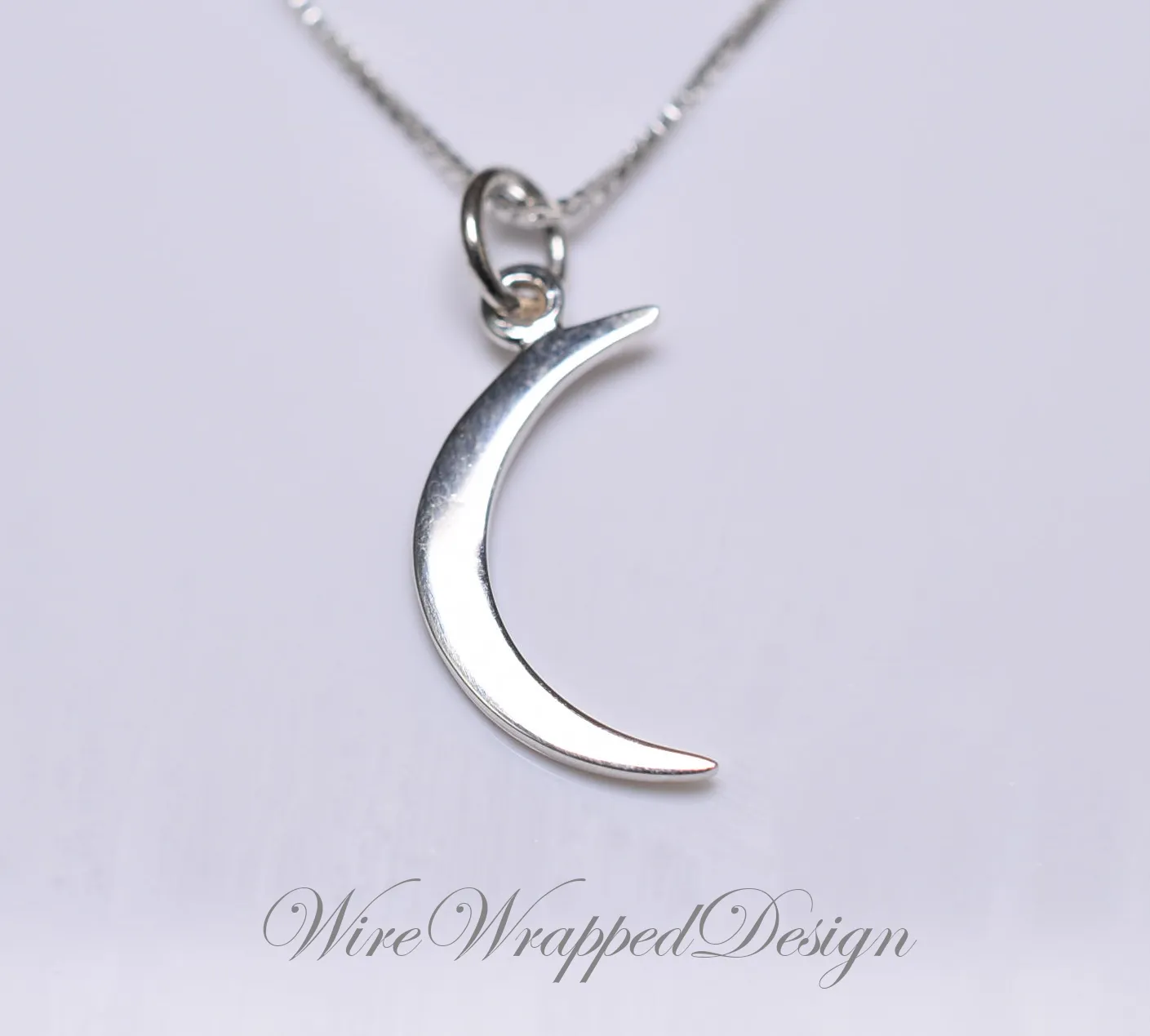 Crescent Moon Necklace - 925 Sterling Silver