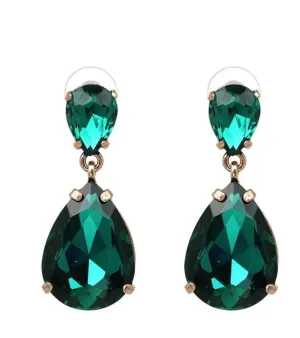 Crystal Drop Earrings - Emerald