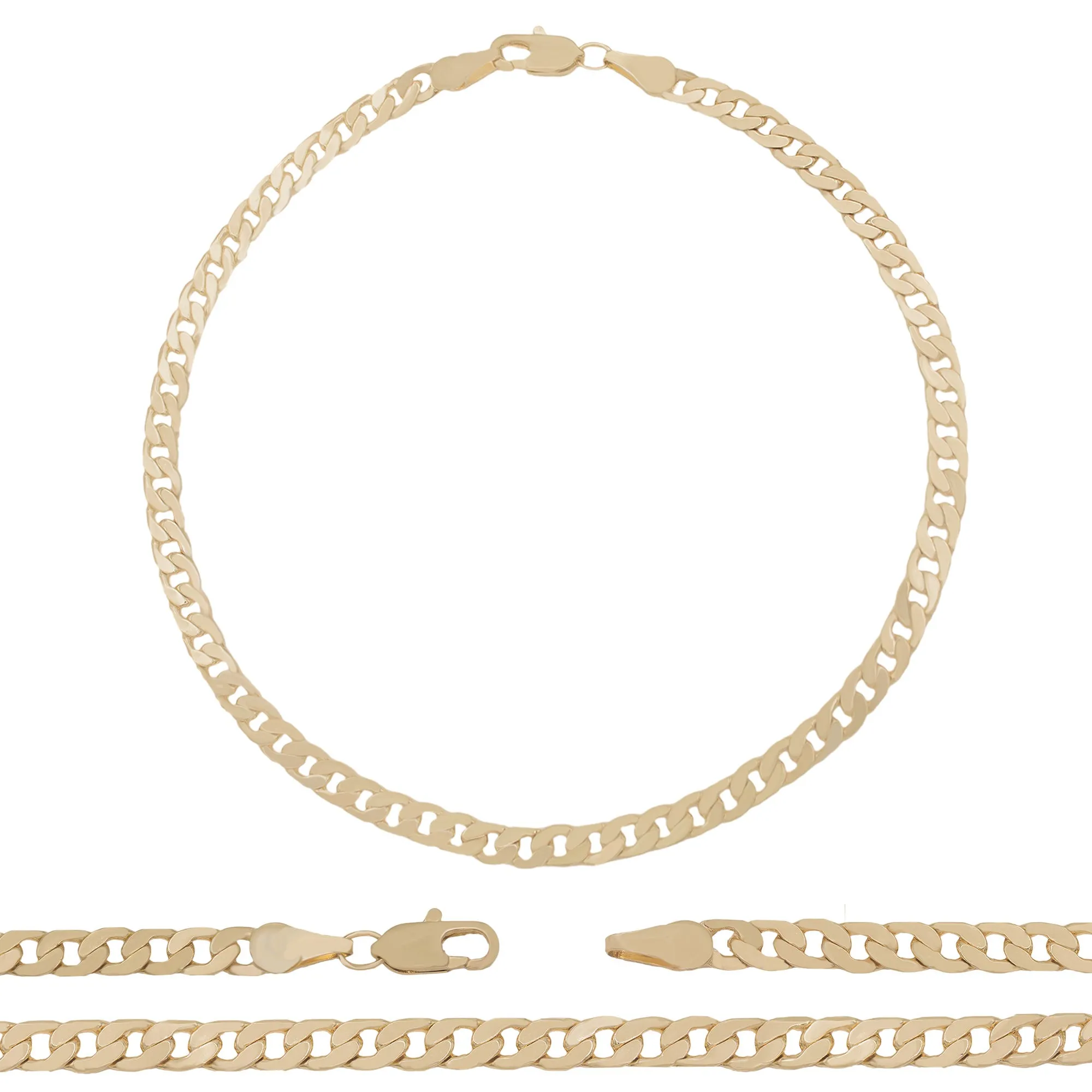 Cuban Link 14K Gold Filled Anklet Curb Chain 10'' Women Jewelry