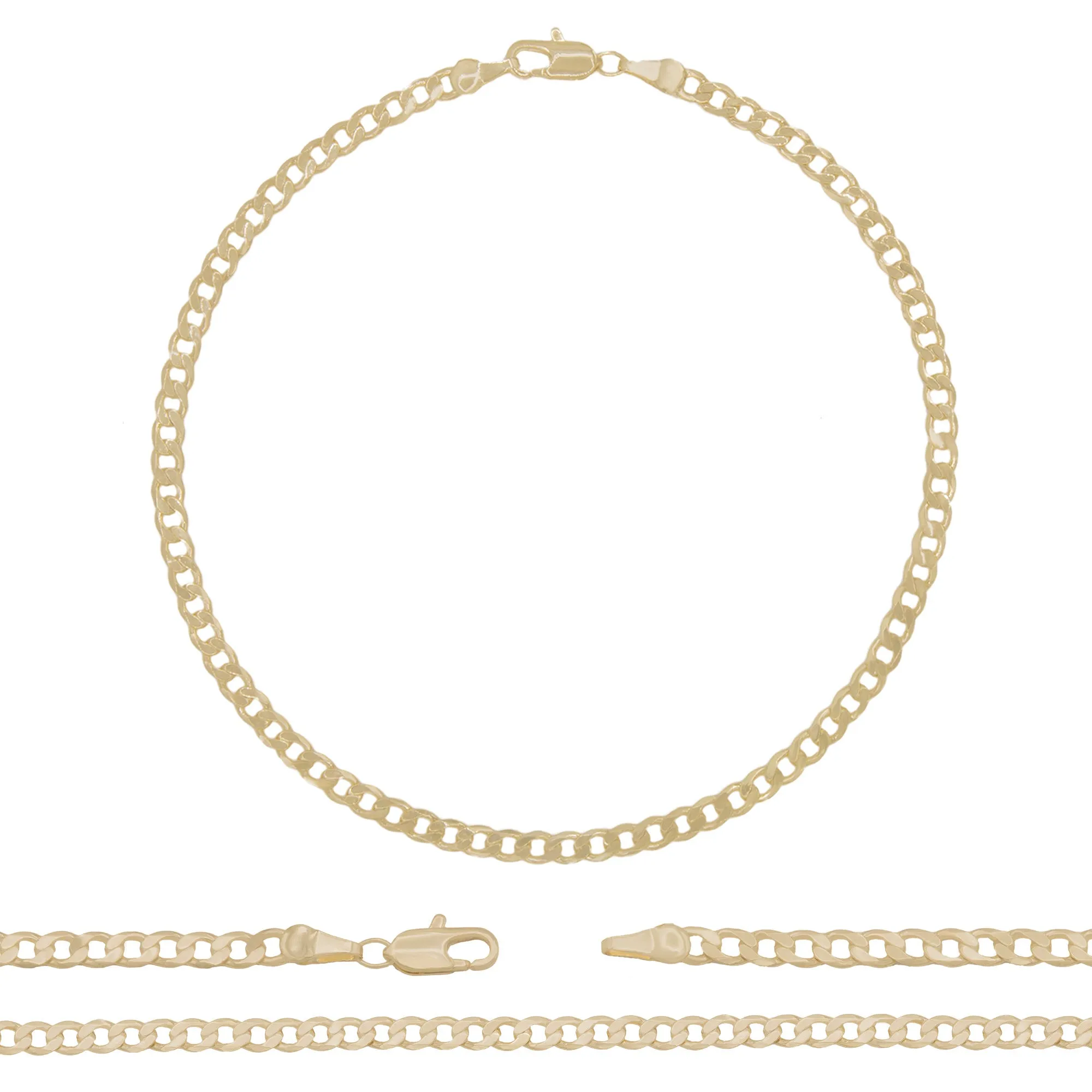 Cuban Link 14K Gold Filled Anklet Curb Chain 10'' Women Jewelry