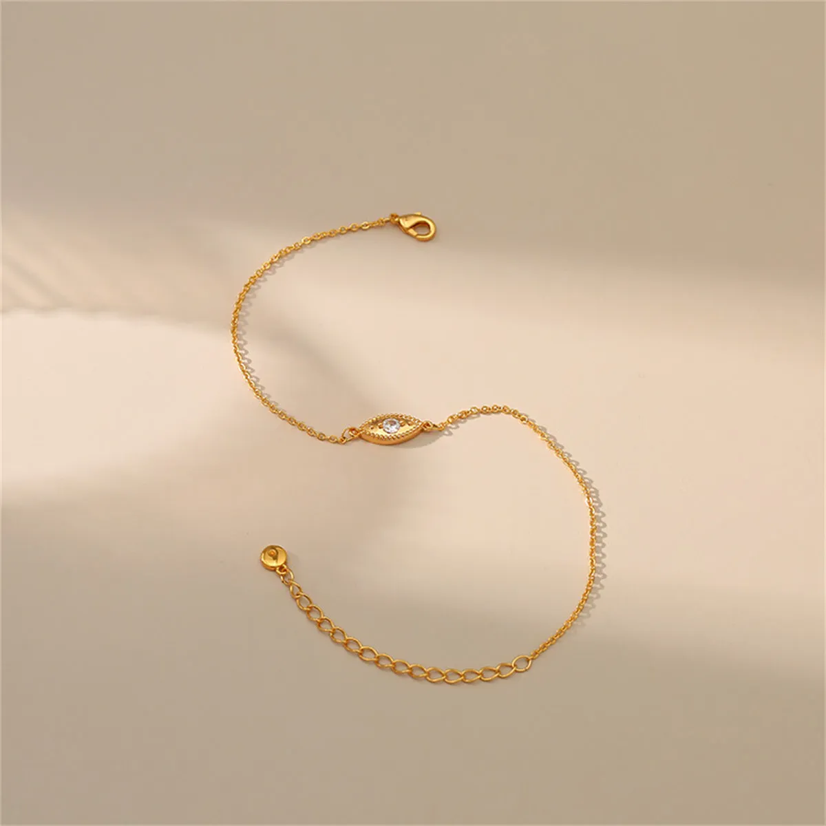 Cubic Zirconia & 18K Gold-Plated Eye Charm Anklet