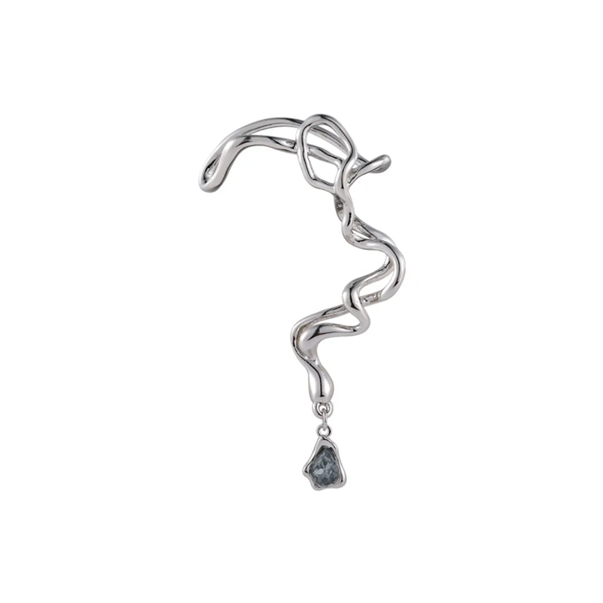 Cubic Zirconia & Silver-Plated Geometric Ear Hanger