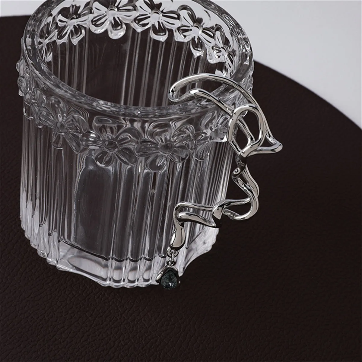 Cubic Zirconia & Silver-Plated Geometric Ear Hanger