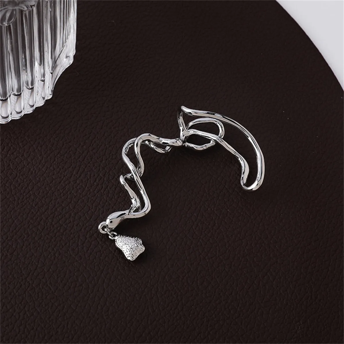 Cubic Zirconia & Silver-Plated Geometric Ear Hanger