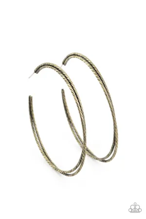 Curved Couture Brass Paparazzi Earrings