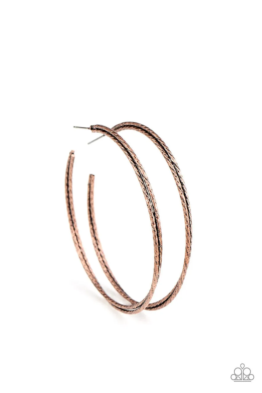 Curved Couture Copper Paparazzi Earrings