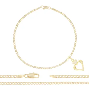 CZ Heart Charm 14K Gold Filled Anklet 10" Women Jewelry