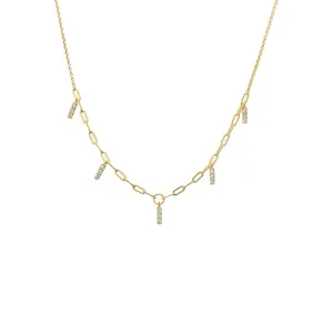 CZ Pave Dangling Mini Bar Necklace
