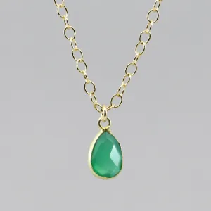 Dainty Green Onyx Pendant | Minimalist Boho Necklace | Handmade