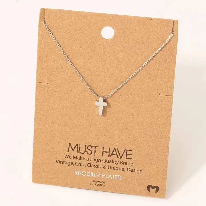 Dainty Silver Mini Cross Pendant Necklace