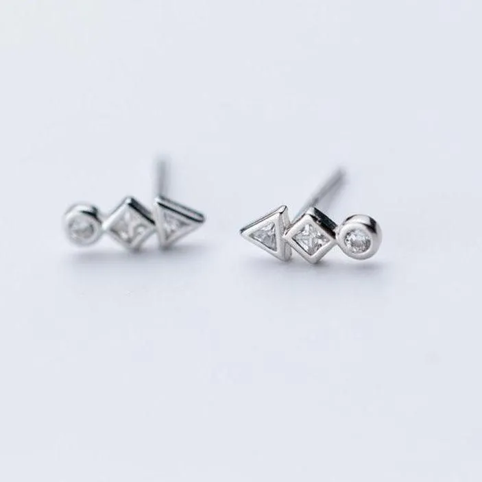 Dainty Stud Earrings | Geometric Shapes | 925 Sterling Silver