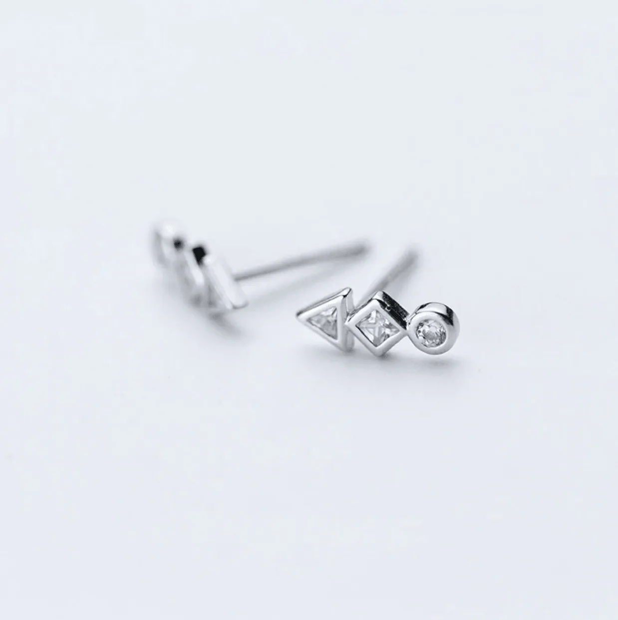 Dainty Stud Earrings | Geometric Shapes | 925 Sterling Silver