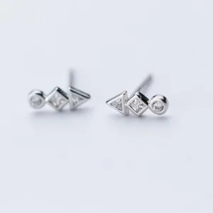 Dainty Stud Earrings | Geometric Shapes | 925 Sterling Silver