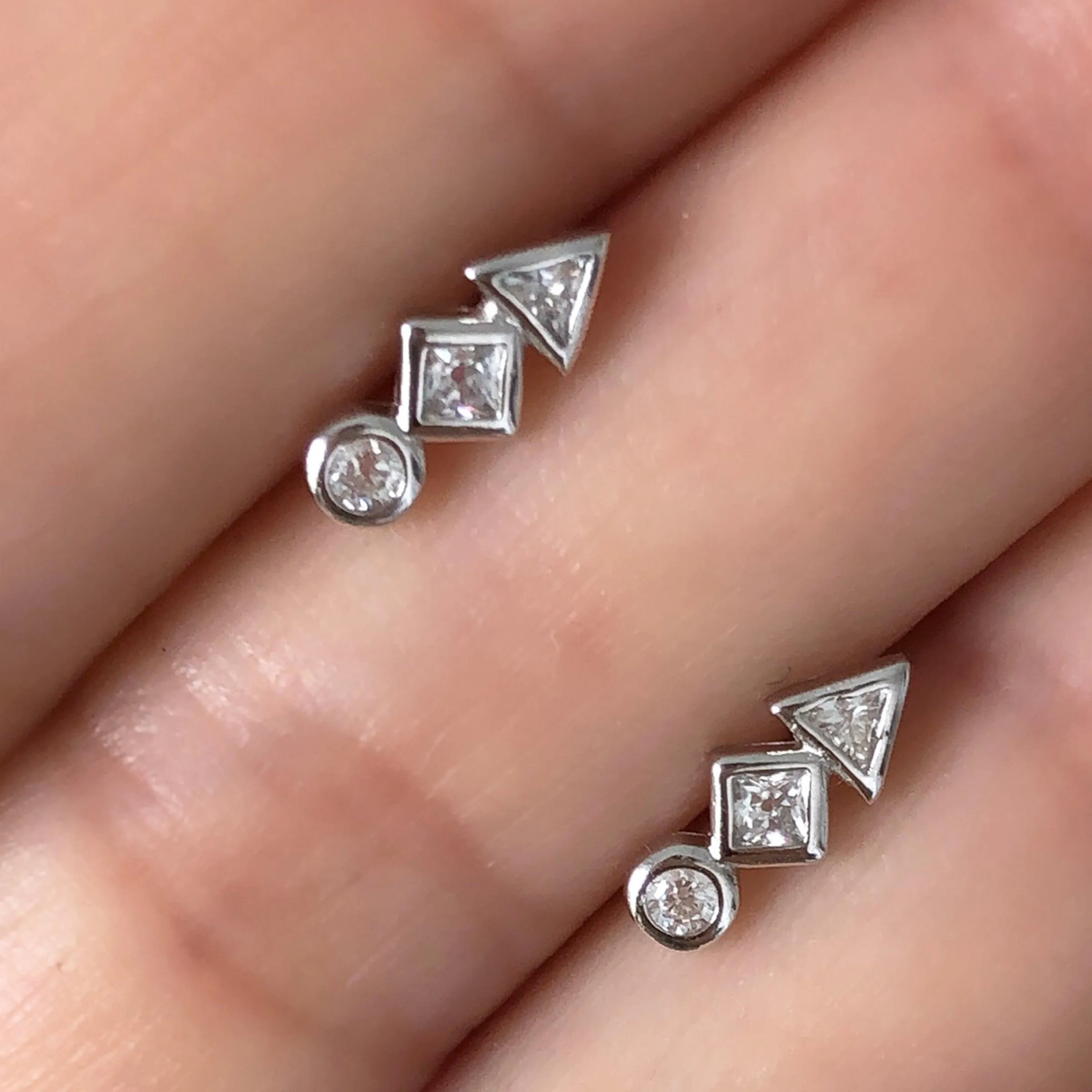 Dainty Stud Earrings | Geometric Shapes | 925 Sterling Silver