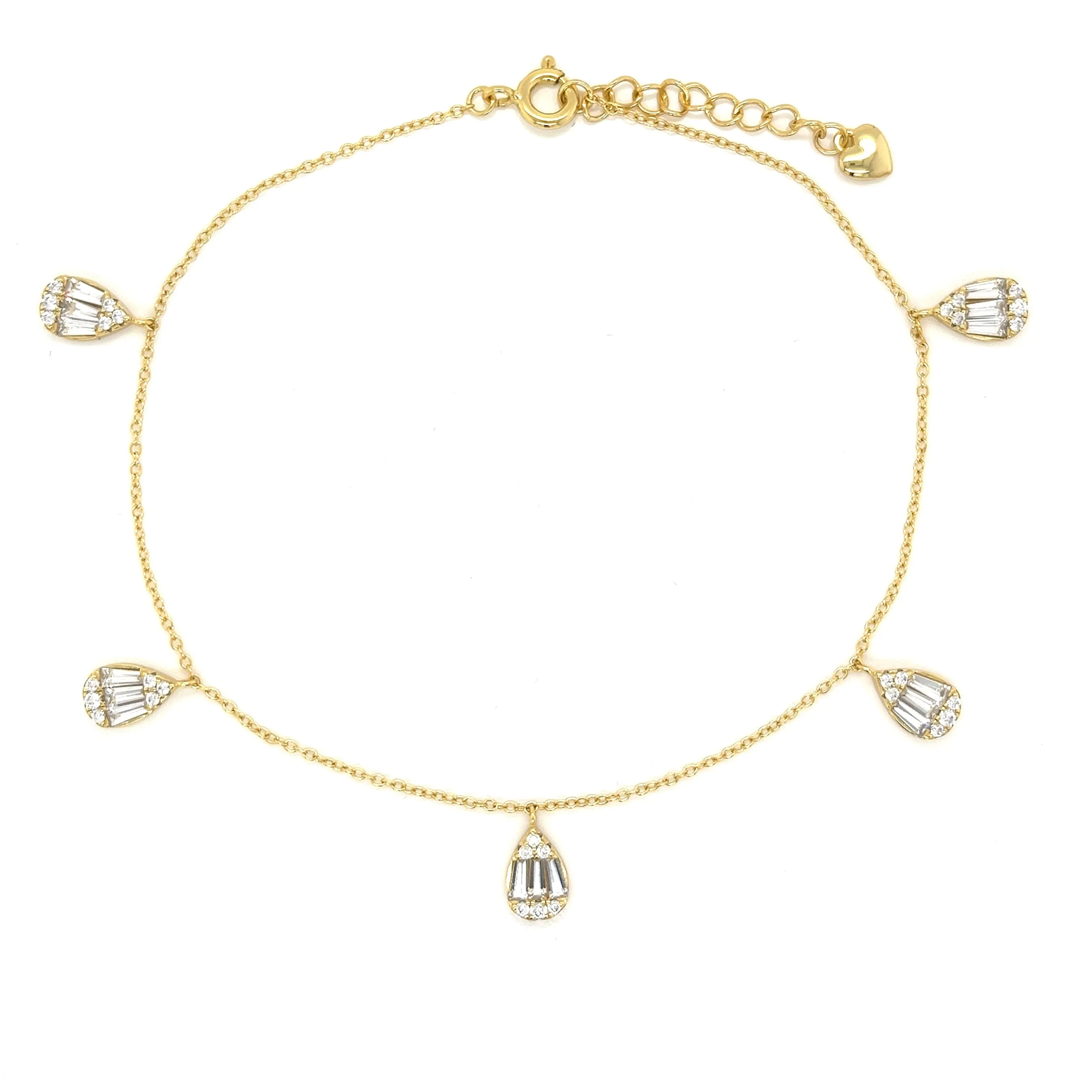 Dangling Fancy Tear Drop Sterling Zirconia Anklets -  C3107579
