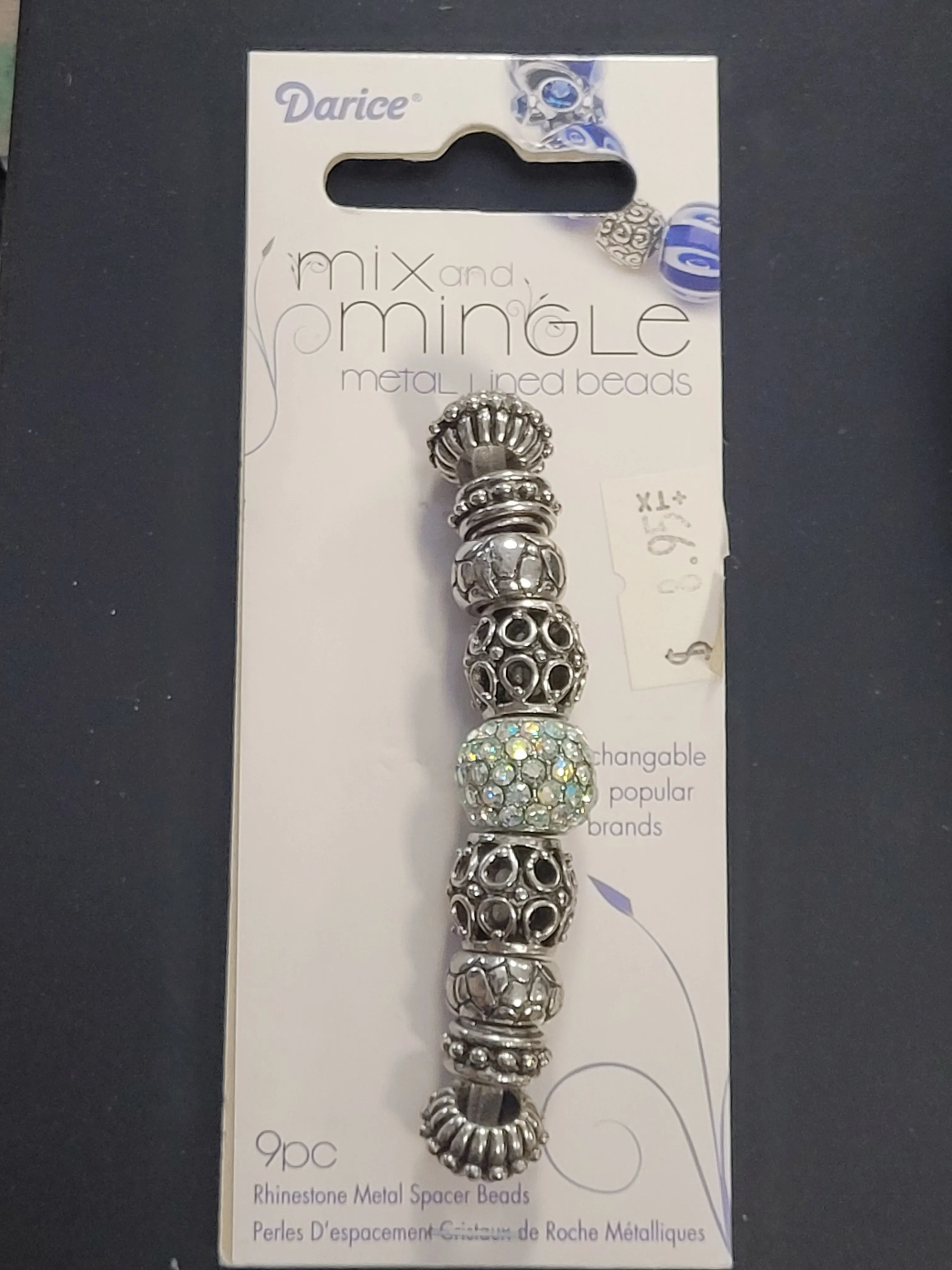 Darice Mix and Mingle Glass Lined Metal Beads, Crystal AB